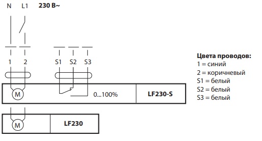 Электрическое подключение привода Belimo LF230