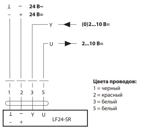 Электрическое подключение привода Belimo LF24-SR