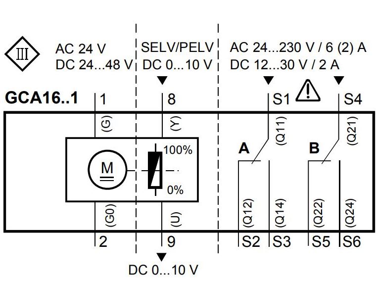 Привод Siemens GCA161.1E схема подключения