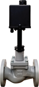 Клапан регулирующий 2-х ходовой стальной фланцевый 25с945нж Ду25 Ру25 Kvy 10 150°C с эл. приводом LEA-1200 аналоговое управление 24В с датчиком положения 4-20mA Энерготехномаш