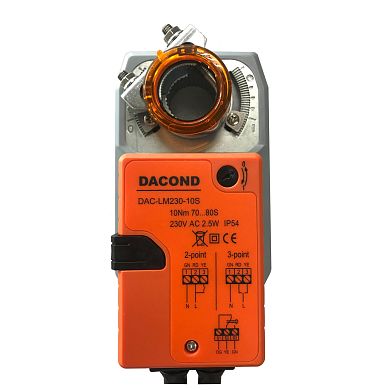 DAC-LM24-10S: Привод воздушной заслонки Dacond, 10 Н*м, 2/3 - точечное управление, 1 концевой выключатель, AC/DC 24В