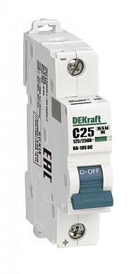 13381DEK: Автоматический выключатель 1P 25A характеристика C 250В DC ВА-105