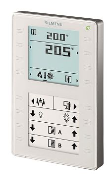 QMX3.P37: Siemens Desigo, Модуль комнатный с KNX PL-Link, S-mode, LTE-Mode, датчиком температуры, дисплеем с подсветкой, сенсорными клавишами